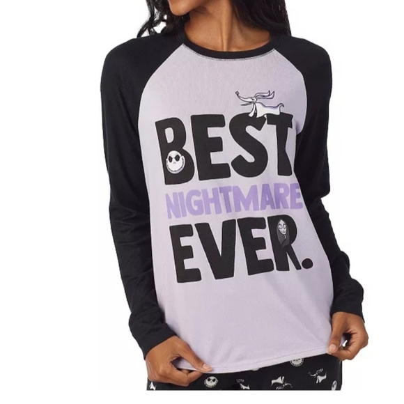 NWT XL DISNEY Graphic "Best Nightmare Ever" Long Sleeve Pajama Shirt - Picture 1 of 7